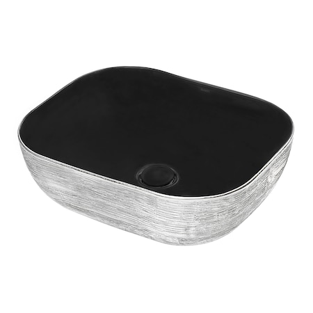 Ruvati 20"x16" Bthrm Vessel Sink Silver Vanity Counter Black Ceramic RVB2016BS